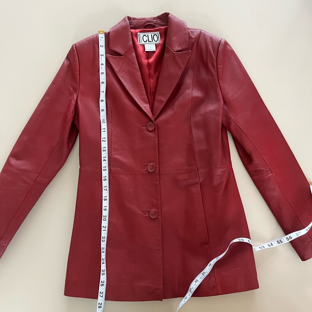 Clio vintage red leather three-button blazer 90’s - Picture 7 of 11